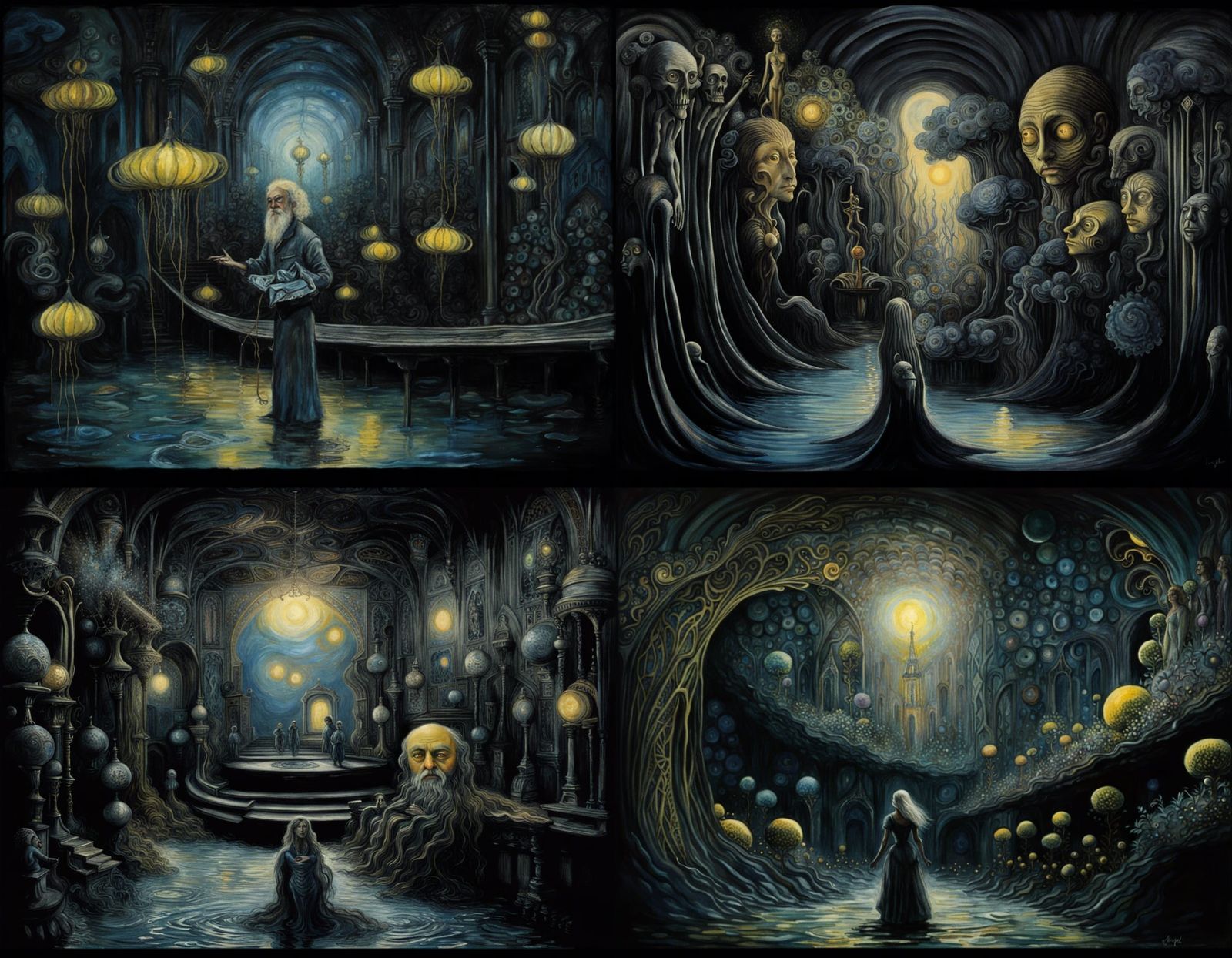 Eerie Romanticism: Film Noir Storybook Illustration