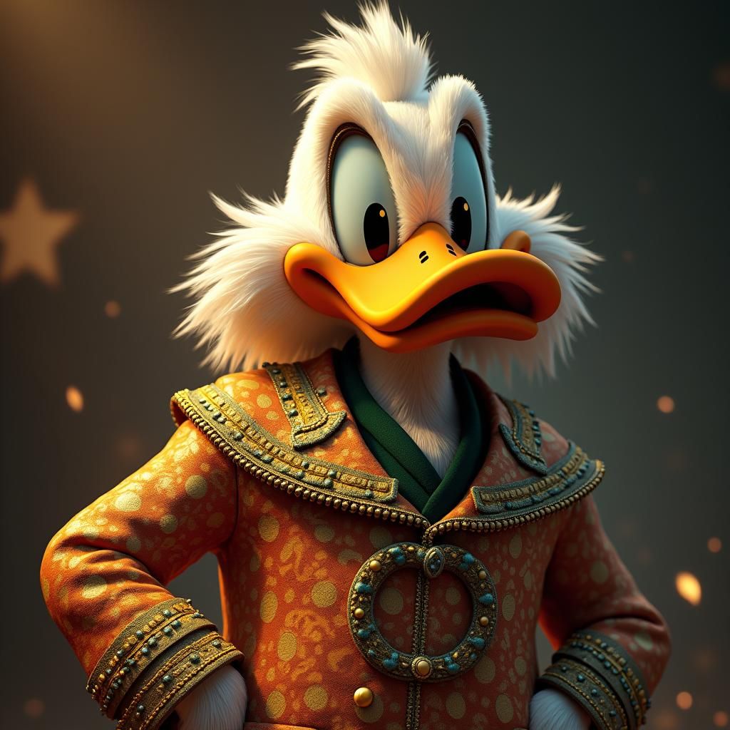 Scrooge McDuck in Opulent Gold Gucci Coat
