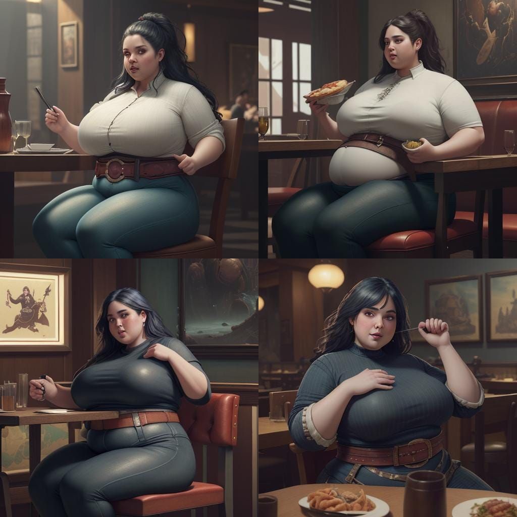 Detailed Painting of a Woman in Restaurant