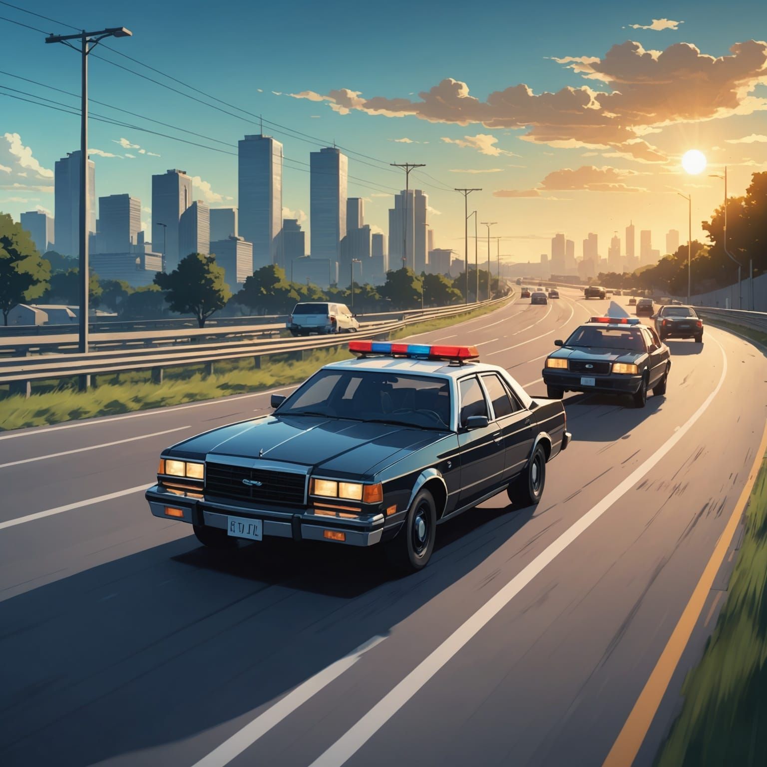 Anime Car Chase with Dog Driver