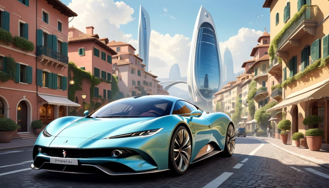 Futuristic Cityscape and Character in Pininfarina Style