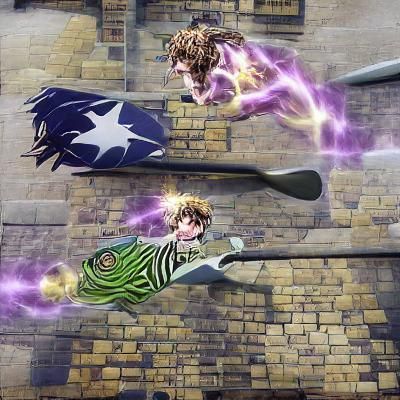 Anime-Style Battle Between Two Figures