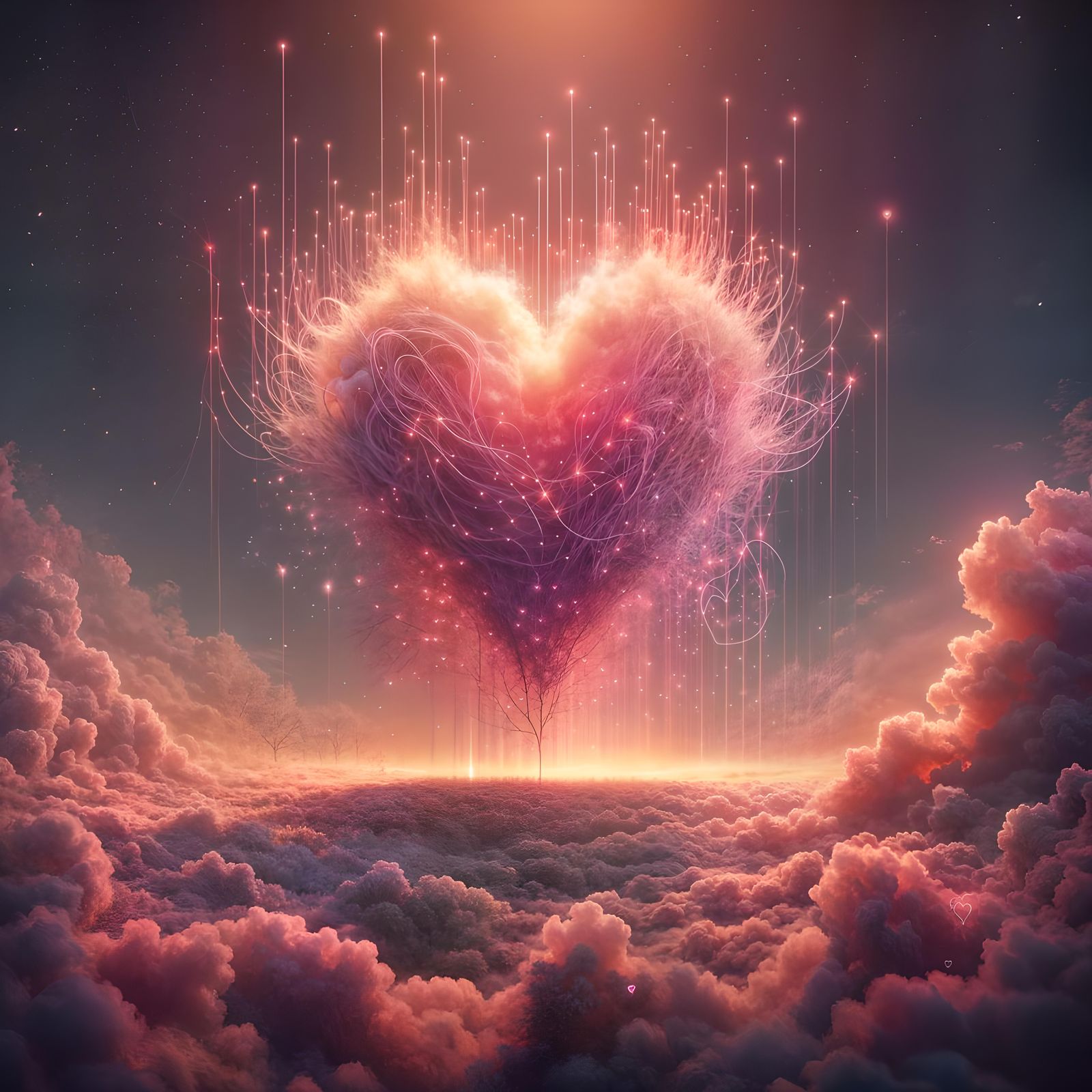 Glowing Pink Heart Fine Art Digital Illustration
