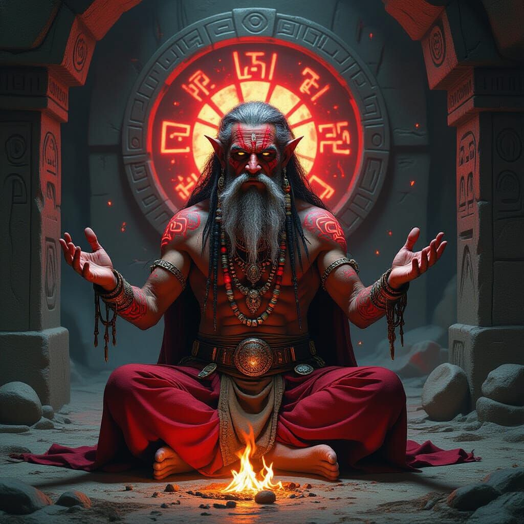 Massassi Shaman Ritual in Hidden Chamber, Fantasy Art