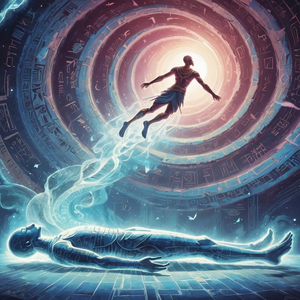 Egyptian Astral Projection with Hieroglyphic Wormhole