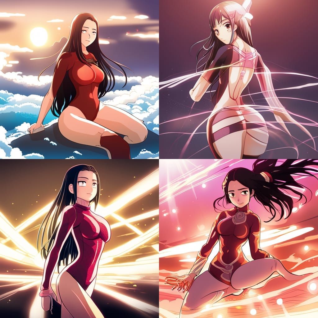 Anime style Black haired Girl in jumpsuit