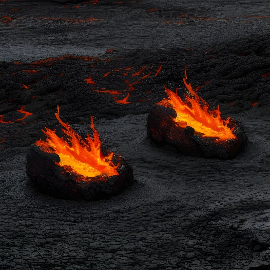 Molten Lava Flowing into a Dark Abyss