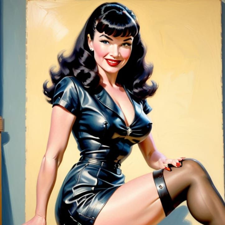 Bettie Page in Impressionistic Oil Painting Style