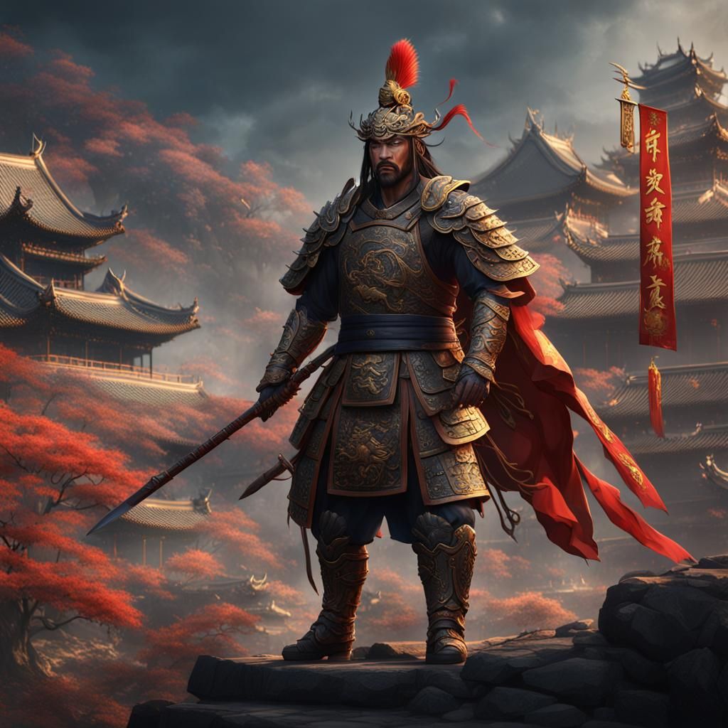 Detailed Matte Painting of a Chinese Warrior