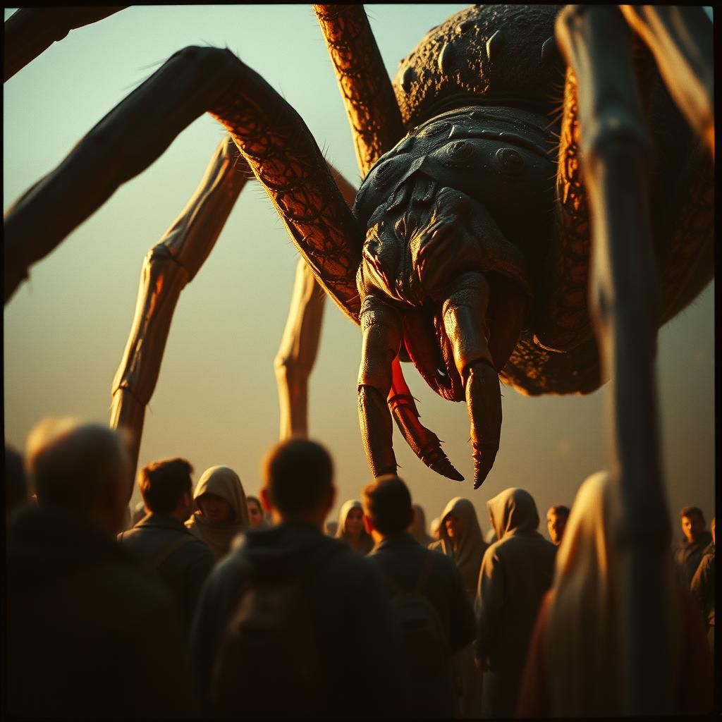 Giant Spider Overwhelms Tiny Humans: Cinematic Horror