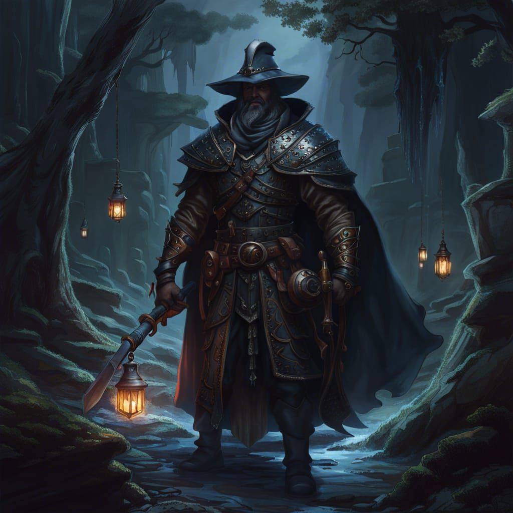 Ratfolk Warlock Adventurer in Detailed Matte Painting