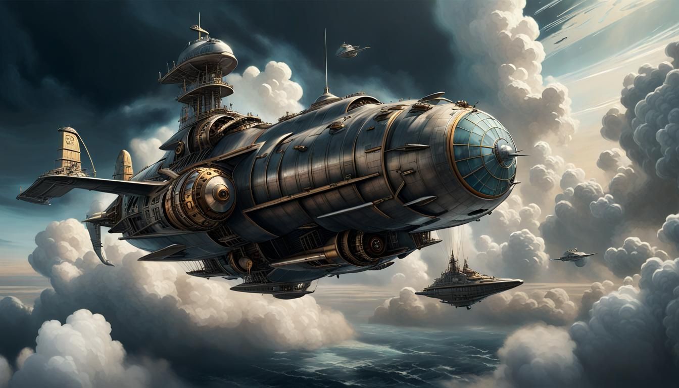 Dieselpunk Space Cruiser Concept Art