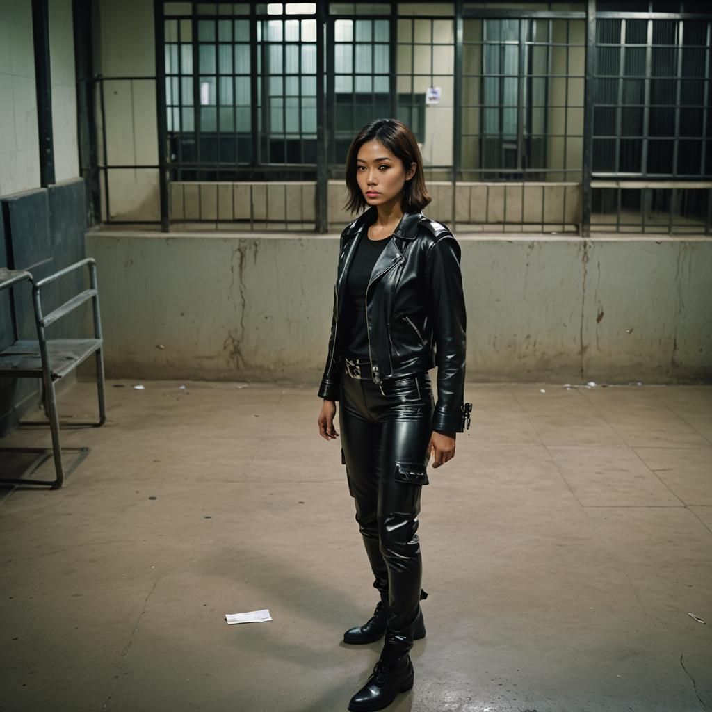 Thai Girl Arrested in Courtroom, Cinematic Film Still