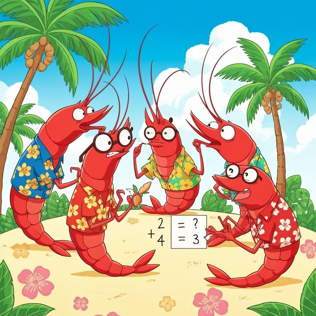 Anime Shrimp Solve Math Problems on Tropical Island