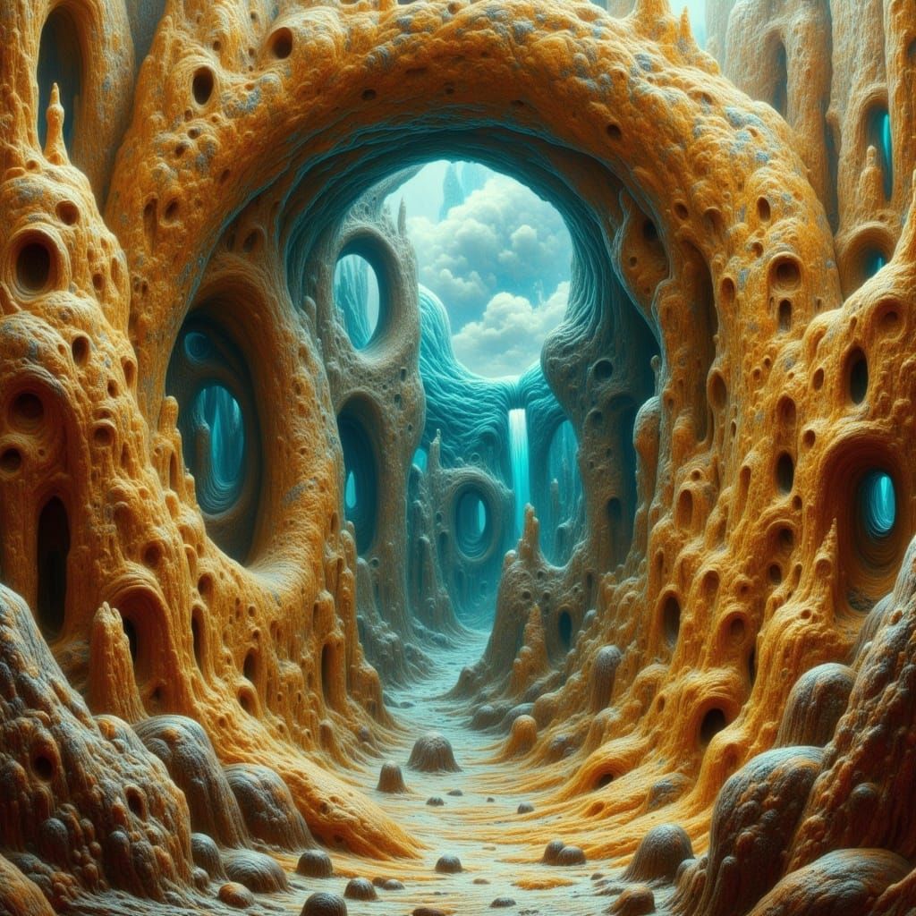 Epic Fantasy Marble Sculpture with Biomechanical Elements