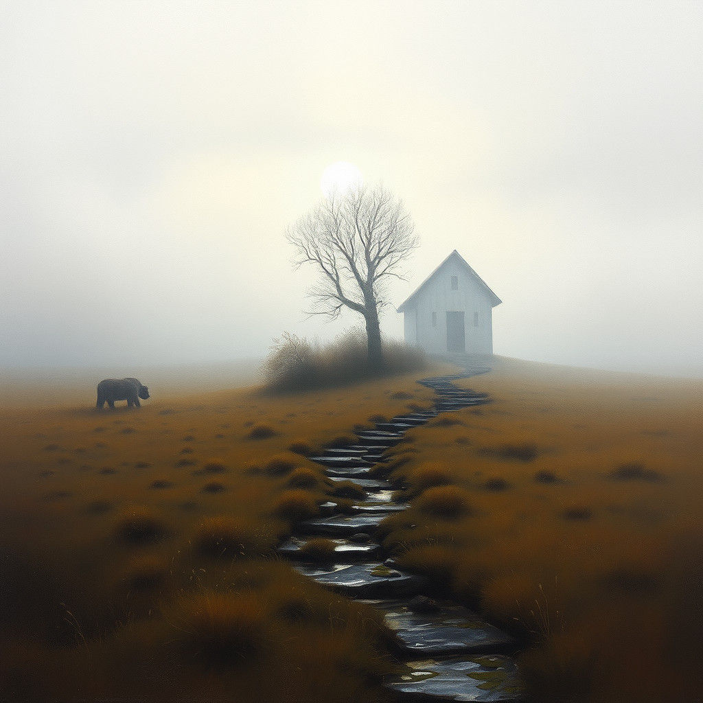 Ethereal Autumn Landscape Oil Painting