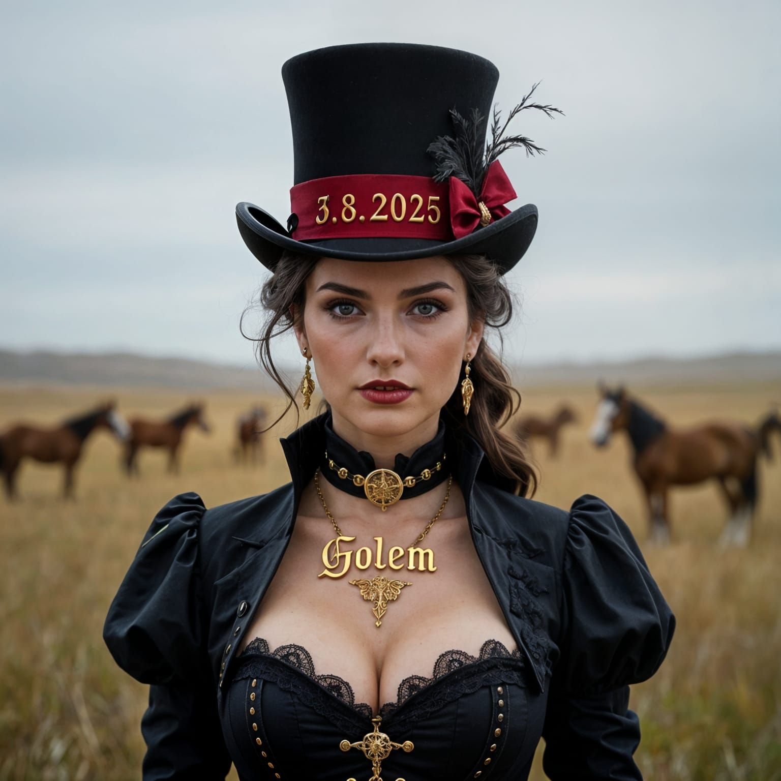 Steampunk Gothic Woman on the Prairie