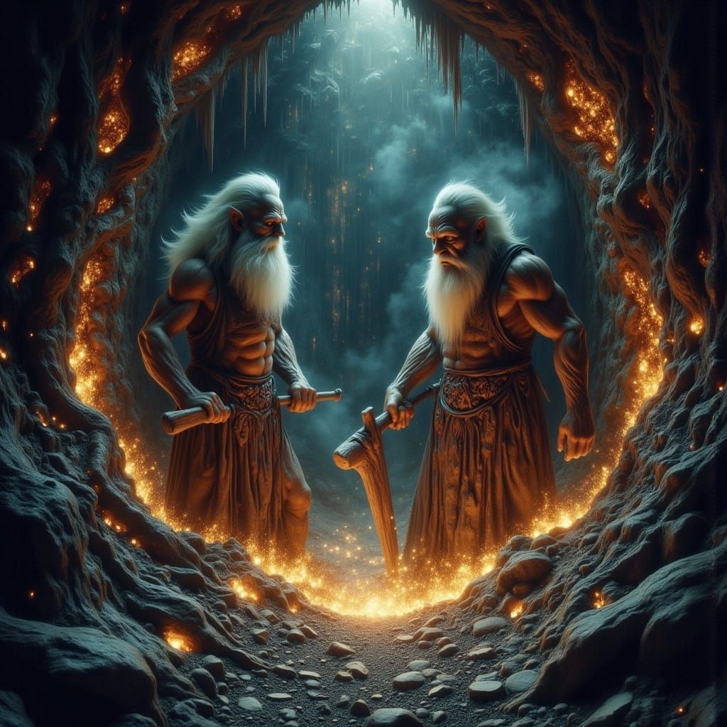 Dwarves Mining Deep Inside a Mountain