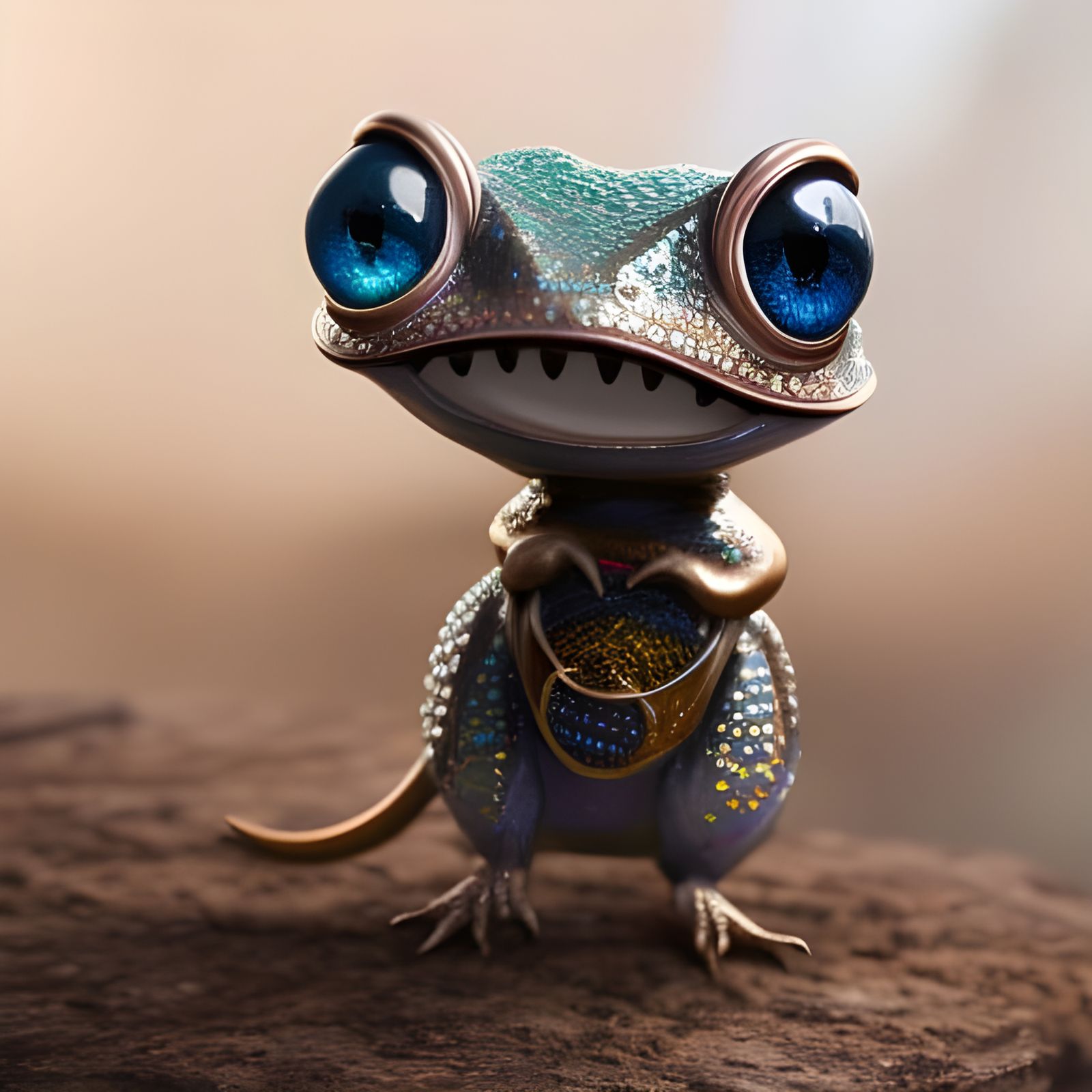 Sapphire Dinosaur in Teacup, Digital Art