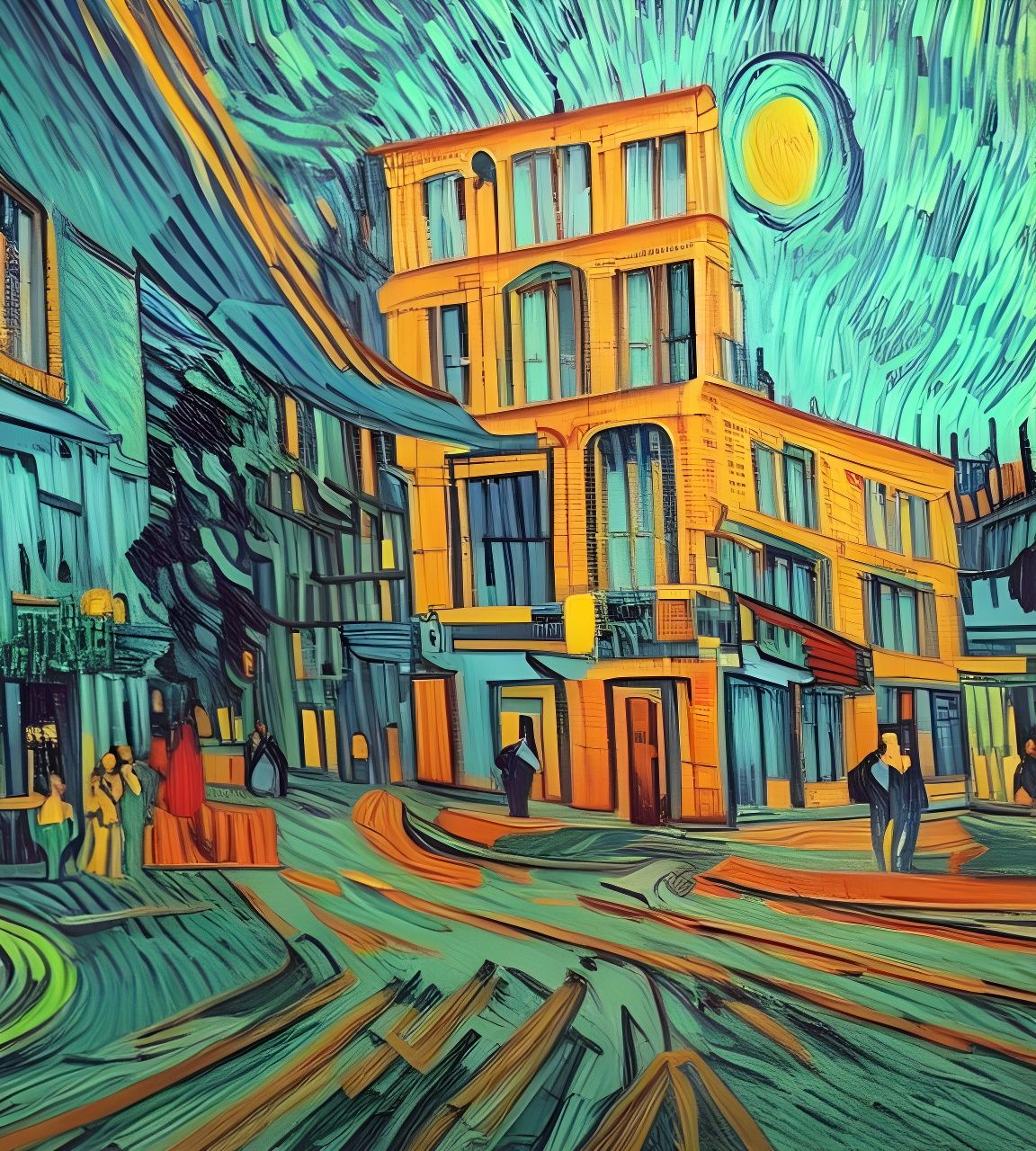 Synthwave Neon Van Gogh Concept Art