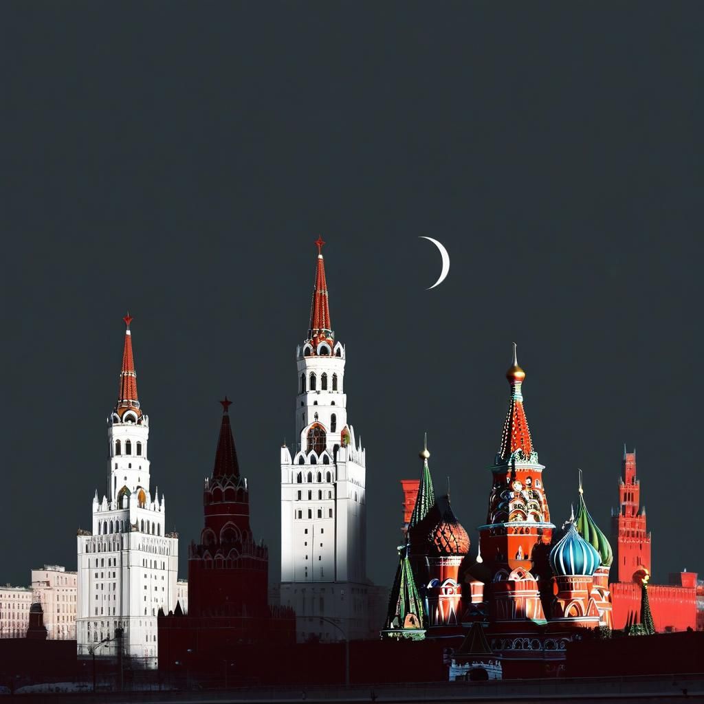 Minimalist Abstract Moscow Collage, Day and Night
