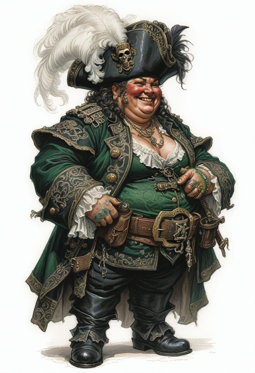 Pirate Queen Character Illustration in Vallejo/Bell Style