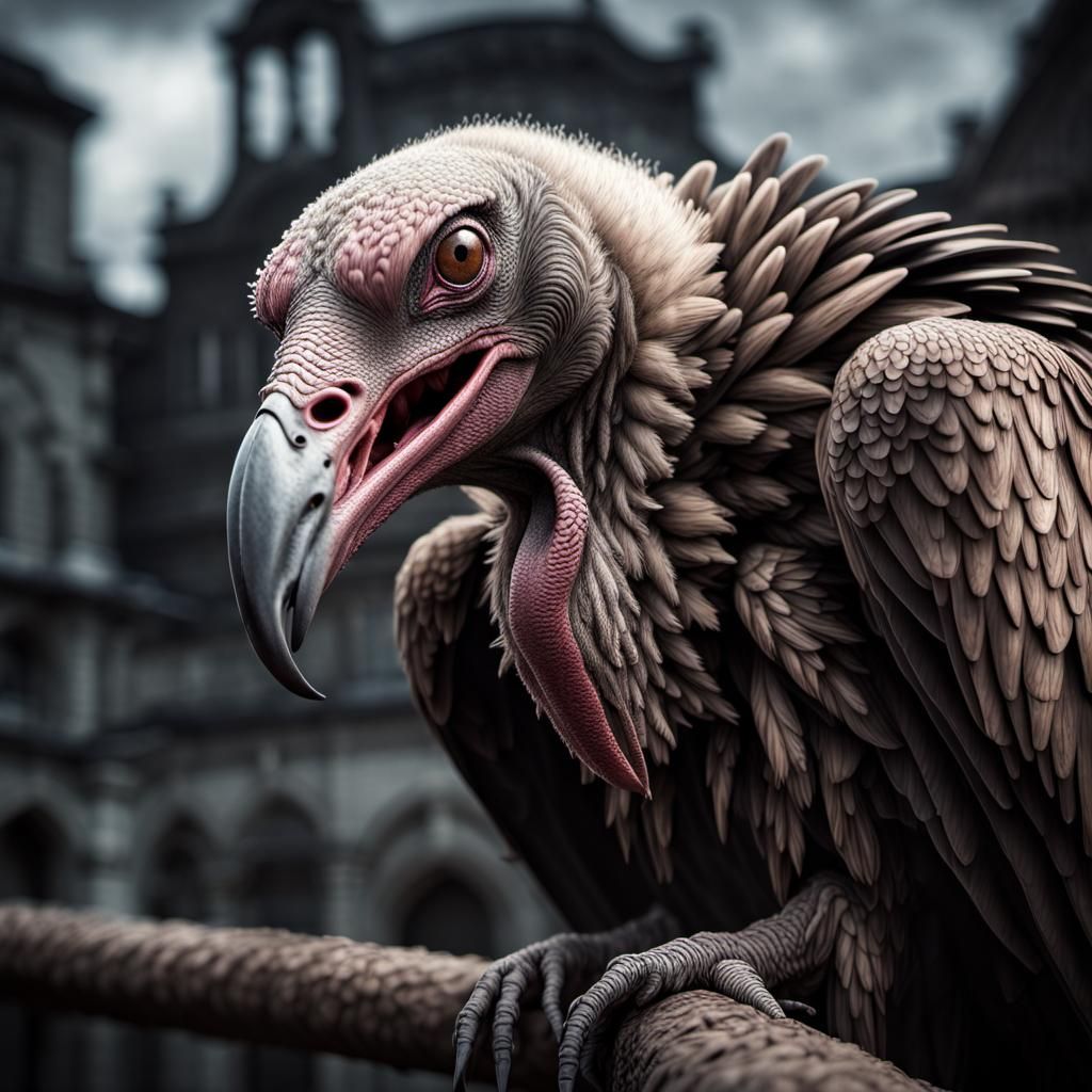 Lovecraftian Vulture in Hyperrealistic Style