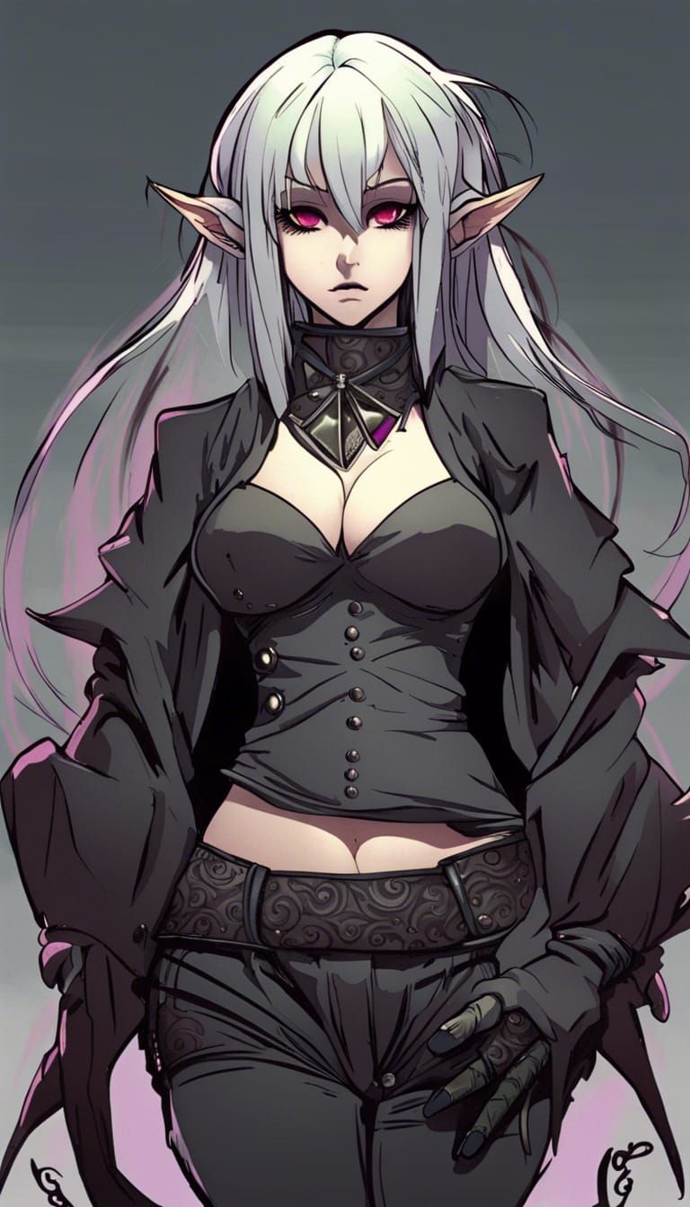 Goth Goblin Girl in Anime Manga Style