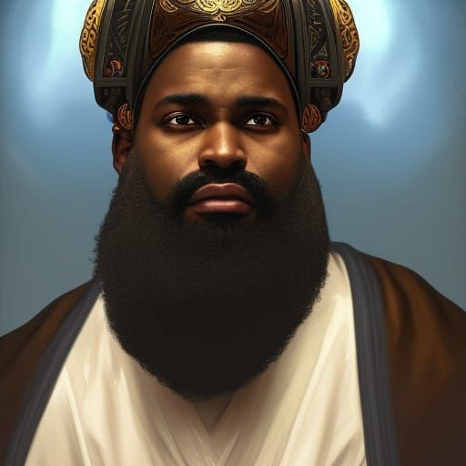 Black Man with Yarmulke and Halo: Concept Art Portrait
