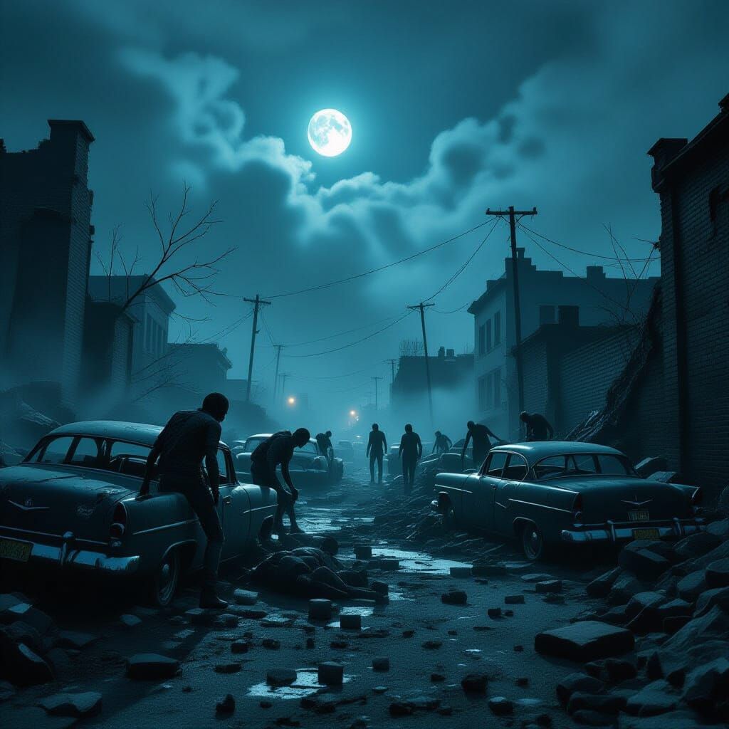 Post-Apocalyptic Zombies Crawl Through Gloomy Dystopian Land...