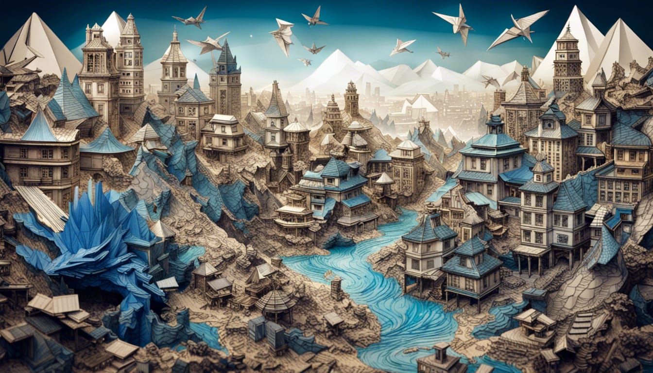 Origami Godzilla Destroys Paper City