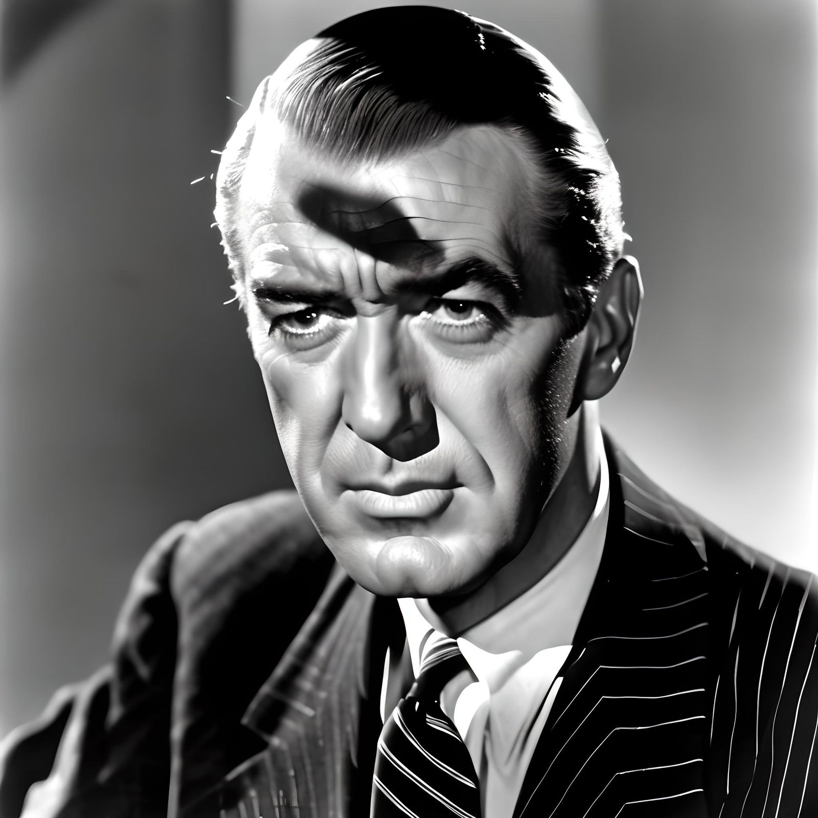 Intense Portrait in Film Noir Style