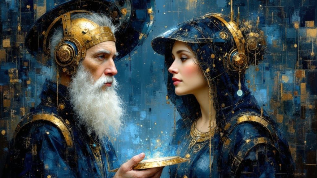 Steampunk Leonardo Da Vinci as Visionary Painter