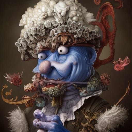 Gothic Baroque Smurf Portrait in Hyperrealism Style