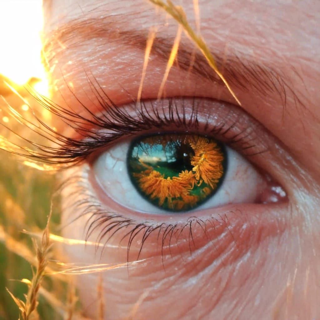 Eye Double Exposure: Hayfield Sunset