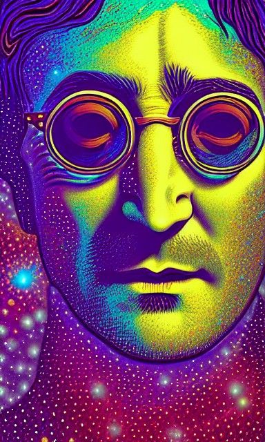 Cosmic Portrait in Mixed Media Style