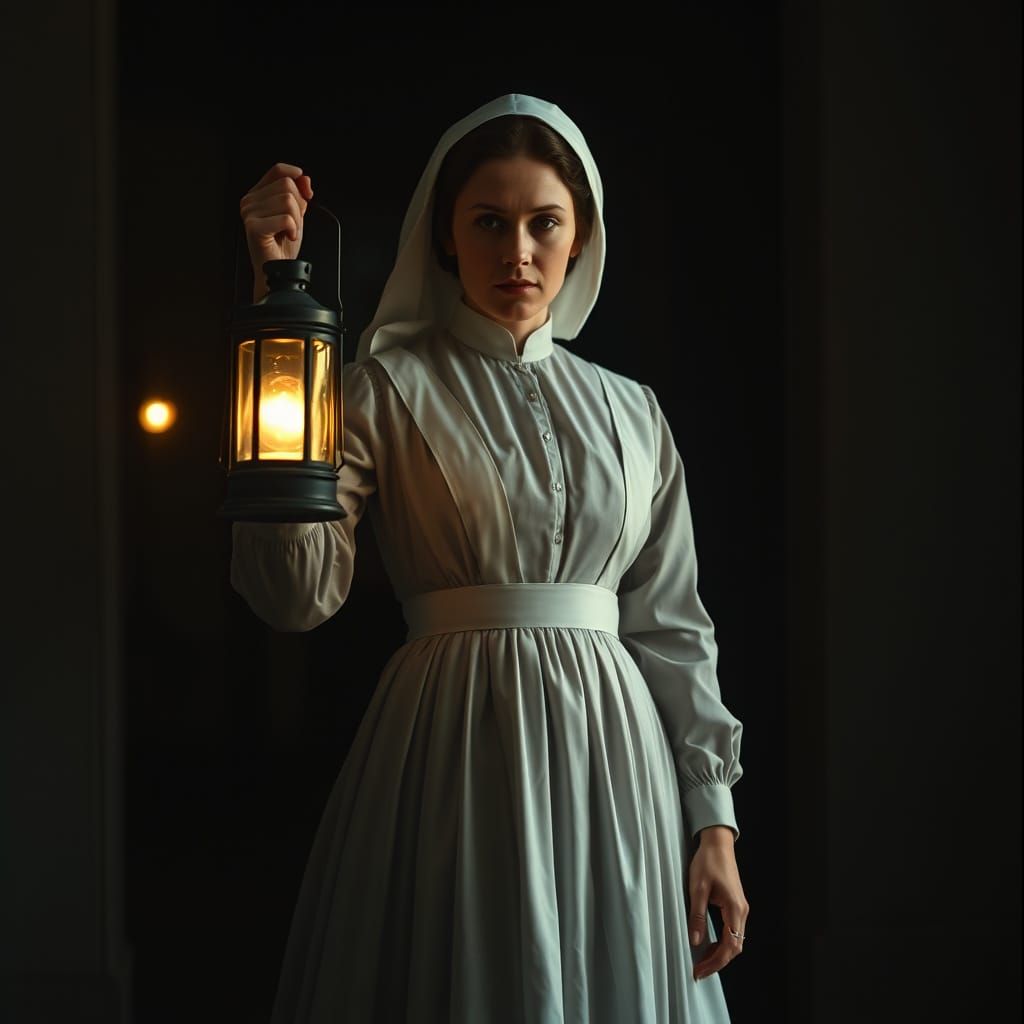 Dramatic Victorian-Era Nurse in Cinematic Style