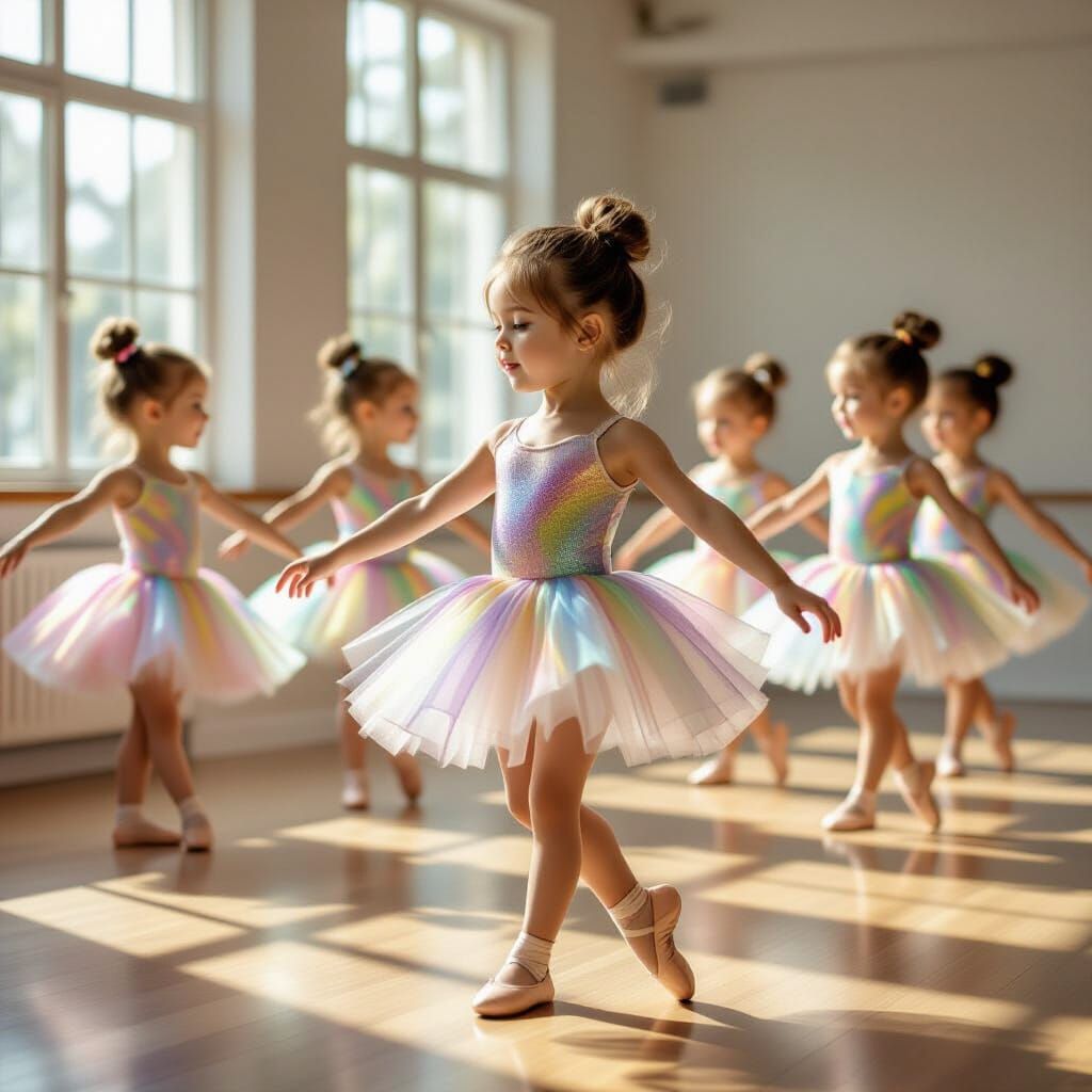 Graceful Ballet Dancer in Rainbow Dress