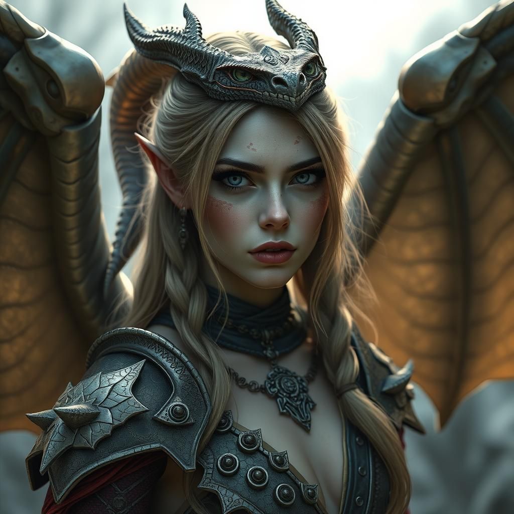 Dragonborn Beauty in Fantasy Art Style
