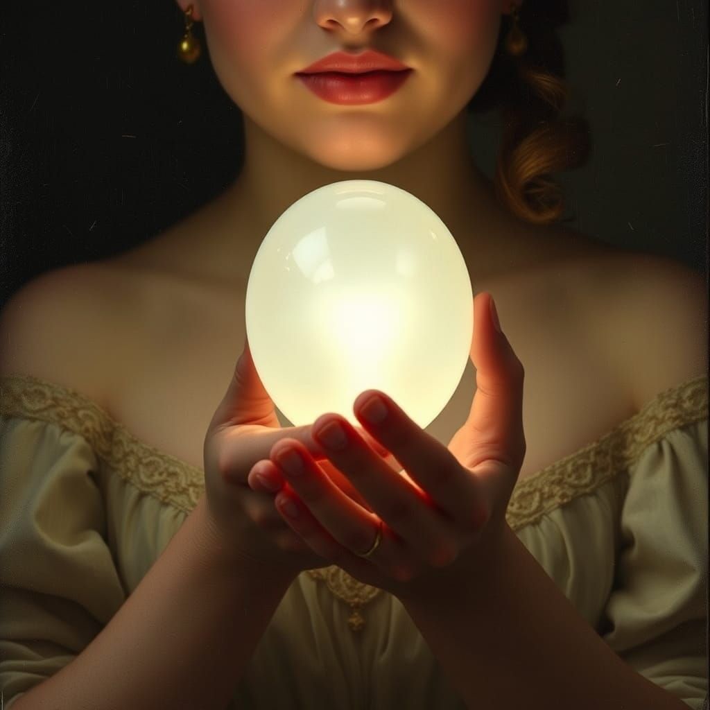 Pre-Raphaelite Woman with Luminous Pearl