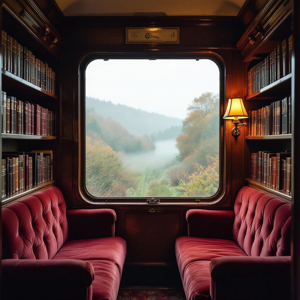Cozy Reading Nook in Vintage Train Compartment