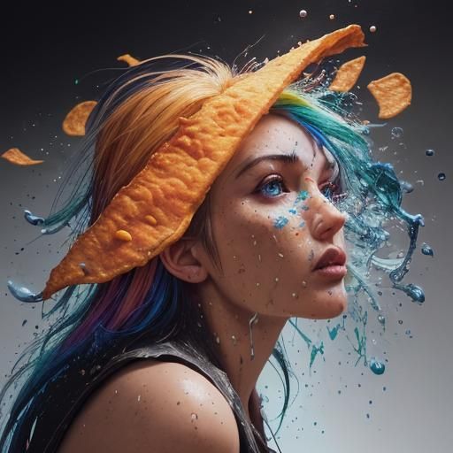 Hyperrealistic Splash Art: 100 gecs - Doritos & Fritos