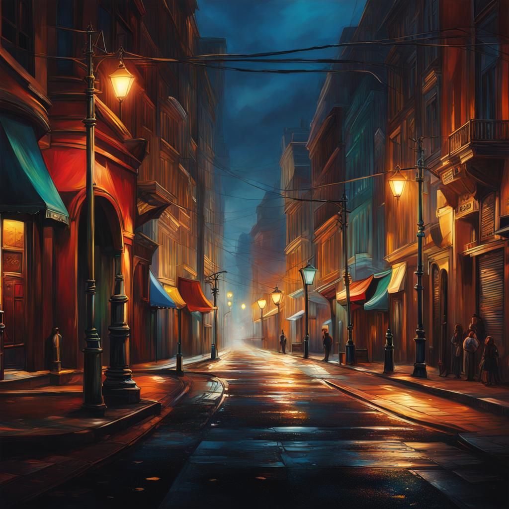 Hyperrealistic Streetlights in Splash Art Style