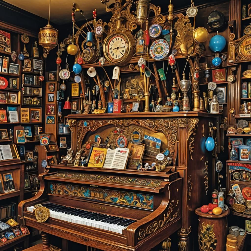 Hyperrealistic Bar Scene with Piano and Microphone