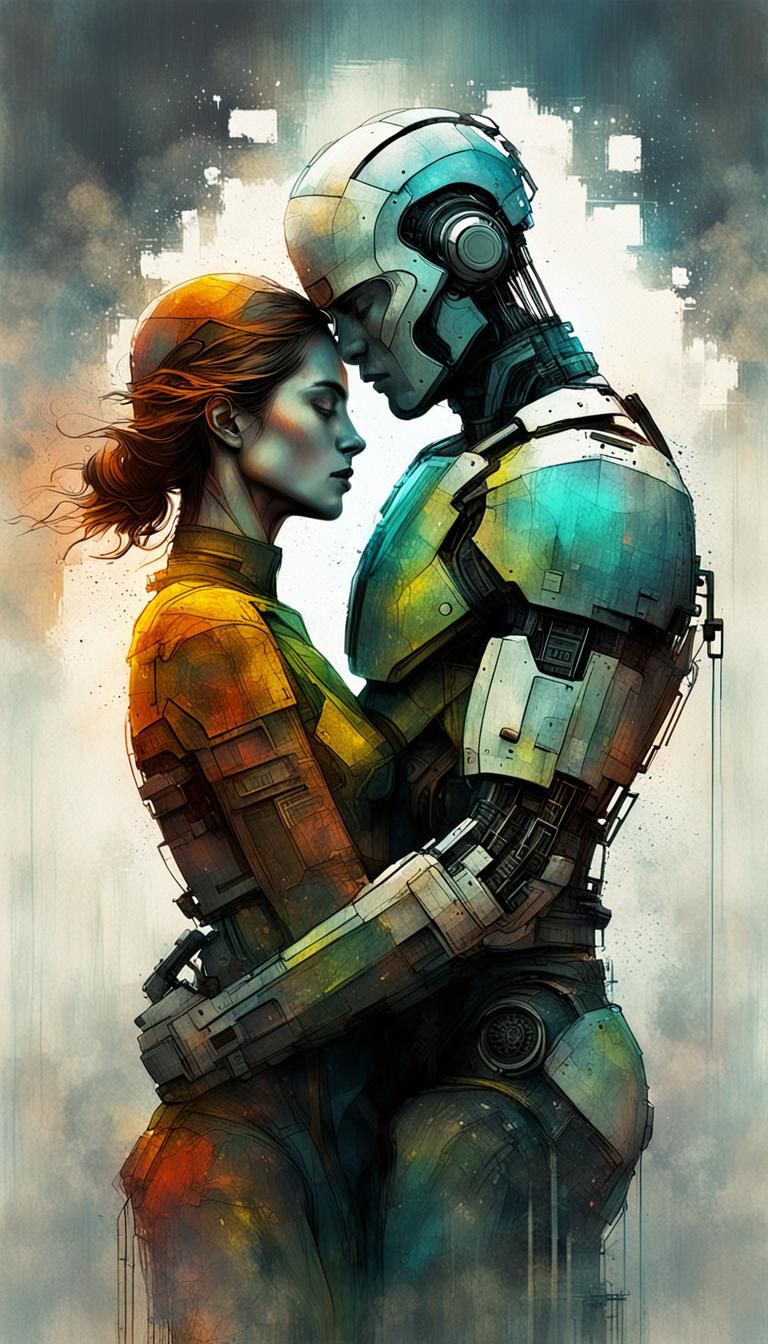 Android in Love: A Vibrant Digital Painting