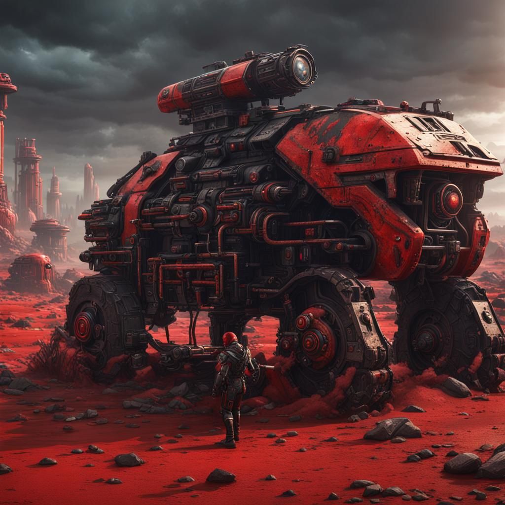 Wasteland Cyborg in Detailed Matte Painting