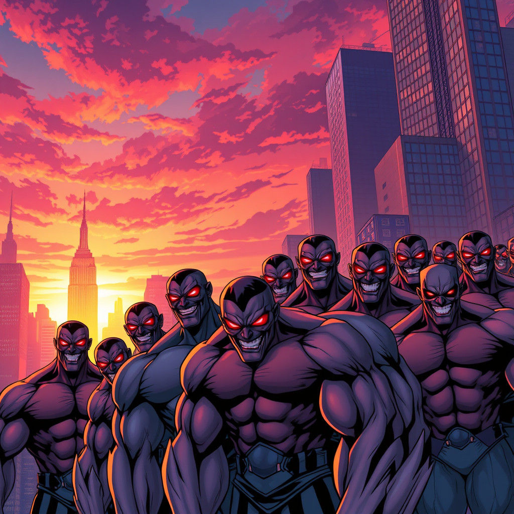 Supervillains Gather in New York City at Sunset