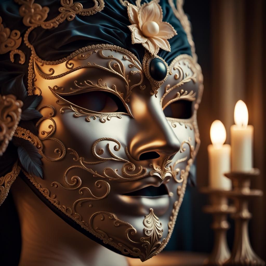 Ornate Venetian Mask in Grand Ballroom: Cinematic Shot