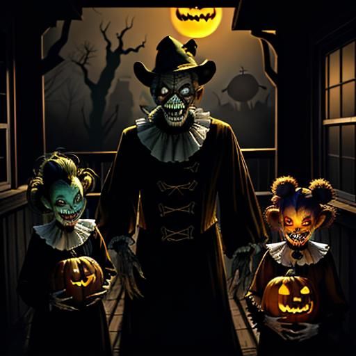 Zombie Monkey Monster Clowns in Horror Concept Art