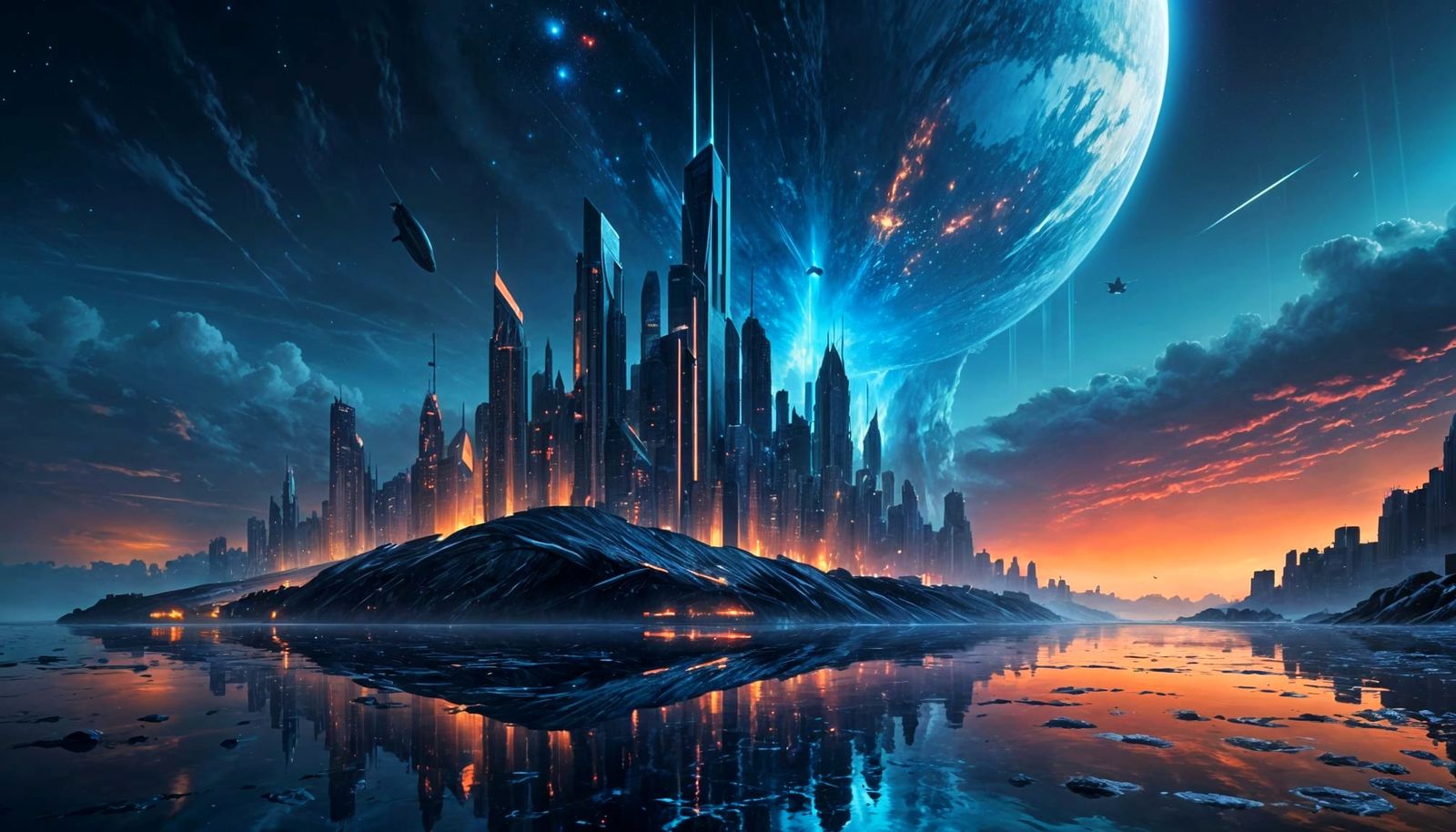 Luminous Cityscape Rises from the Ocean in a Mesmerizing Dan...